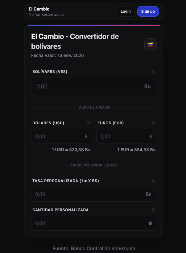 El Cambio Currency Converter Screenshot